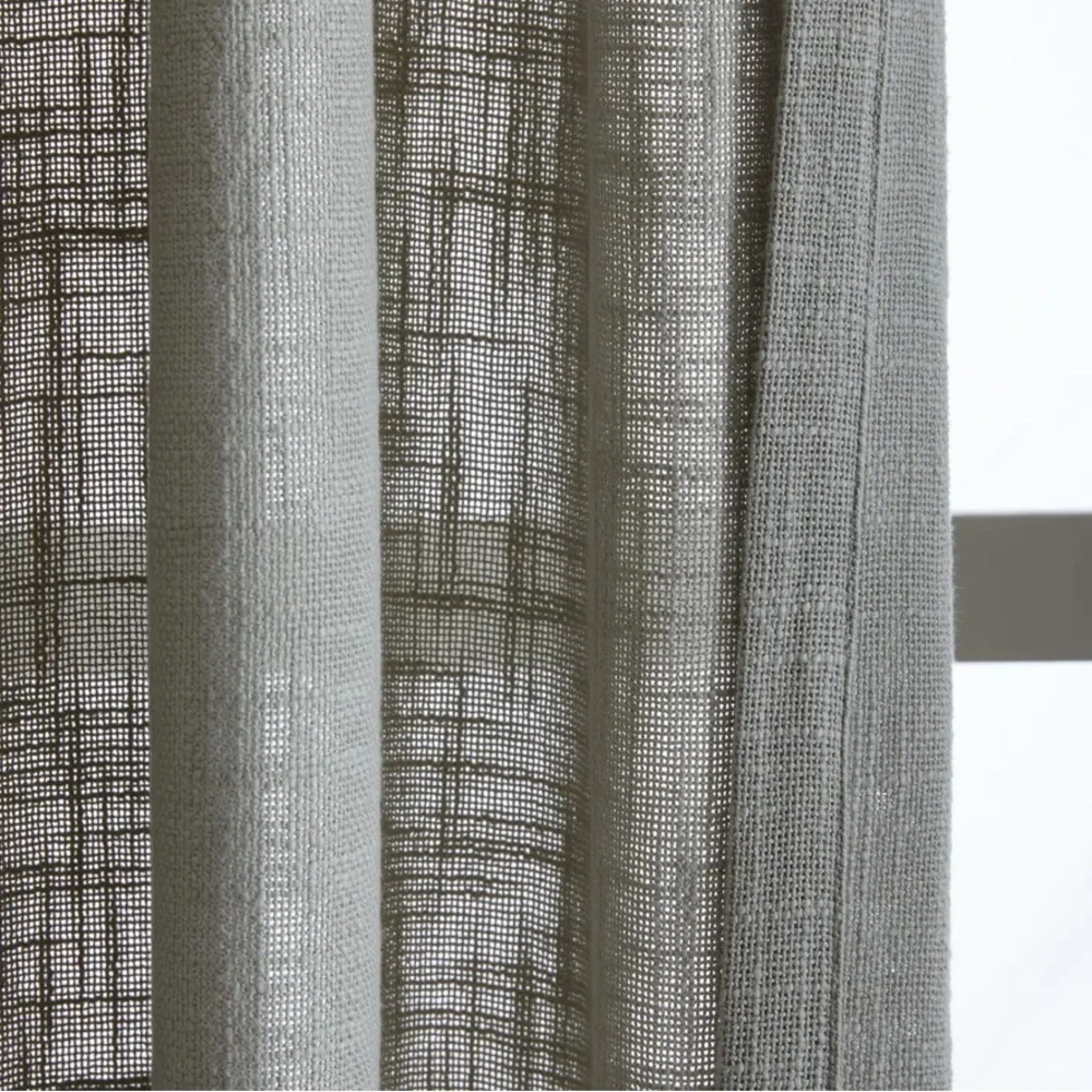 NWOT QUINCE Set Of 2 48x108 Cotton Sheer Curtains Grey 8241